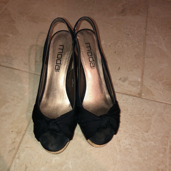 Moda Spana blk Espadrille fabric Wedges - Picture 6 of 9